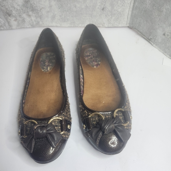 Sperry Top Sider Women's Brown Woven Bow Slip On Ballet Flats Shoes 7M - Picture 2 of 14